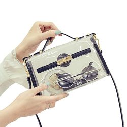 Yocatech Transparent Crossbody Bags Messenger Bags For Women NFL Stadium Approved (Black)