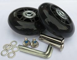 70 X 24(mm), 2x Luggage Suitcase Replacement Wheels with ABEC 608zz Bearings, Packaged with our  ...