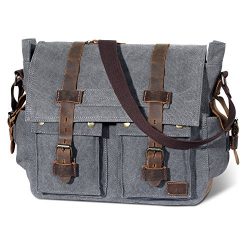 Lifewit 15.6″ Men’s Messenger Bag Vintage Canvas Leather Military Shoulder Laptop Bags