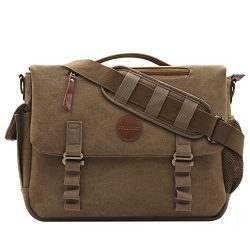 Mosiso Canvas Messenger Bag (up to 15.6 Inch) with Handle and Various Pockets for Laptop, Notebo ...
