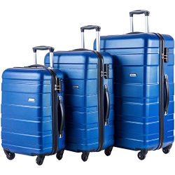 Merax Afuture 3 Piece Set Lightweight Luggage Spinner Suitcase (Blue)