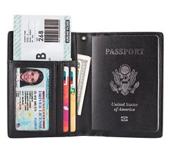 Passport Wallet Holder Cover Case ID Window Travel Wallet with RFID Blocking – Black