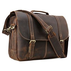 Tiding Leather 15.6 inch Laptop Bag Briefcase With Detachable Padded Laptop Sleeve