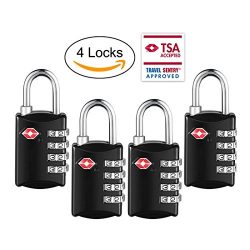 TSA Luggage Locks,TSA Approved Travel Combination Luggage Locks for Suitcases-4 Pack (Black4)