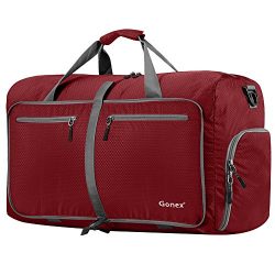 Gonex 80L Packable Travel Duffle Bag, Large Lightweight Luggage Duffel (Red)