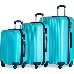 Merax Buris 3 Piece Luggage Set Lightweight Spinner Suitcase 20 24 28 (Skyblue)
