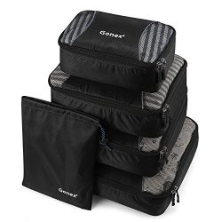 Gonex Packing Cubes Travel Luggage Packing Organizer,Shoe Bag included(Black)