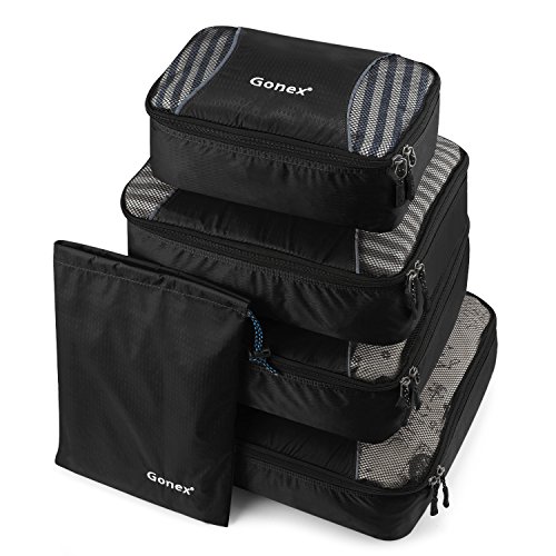 Gonex Packing Cubes Travel Luggage Packing Organizer,Shoe Bag included(Black)