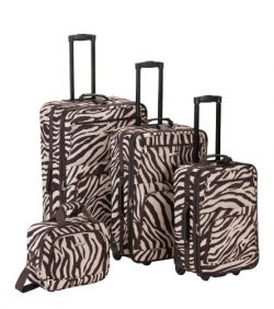 Rockland Luggage 4 Piece Luggage Set, Brown Zebra, One Size