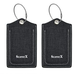 SimpacX Fabric Luggage Tag Baggage Bag Tag 2 Pcs Set (tag only black)