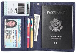 Passport Wallet Holder Cover Case ID Window Travel Wallet with RFID Blocking – Dark Blue