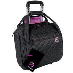 ZEGUR Quilted Rolling Underseat Carry-On Luggage – Wheeled Trolley Tote Bag with Multiple  ...