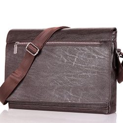 Men Bags Brown Laptop Computer Messenger Bags Leather Briefcase Crossbody Bag for Men Soft Leath ...
