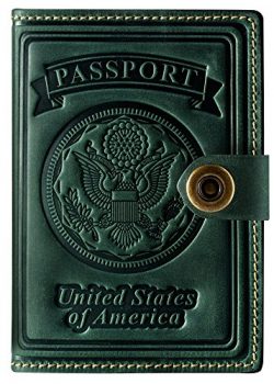 Villini – Leather US Passport ID Card Holder – Travel Wallet Case For Men Women (Green)