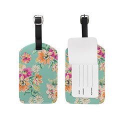 Cooper girl Watercolor Floral Flowers Luggage Tag Travel ID Label Leather for Baggage Suitcase 1 ...