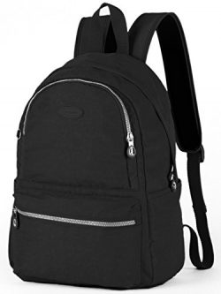 Lily & Drew Nylon Casual Travel Daypack Backpack with Trolley Strap (V2 Black Medium)
