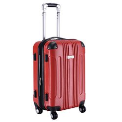 Goplus GLOBALWAY Expandable 20″ ABS Carry On Luggage Travel Bag Trolley Suitcase (Red)