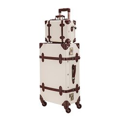 CO-Z Premium Vintage Luggage Sets 24″ Trolley Suitcase and 12″ Hand Bag Set with TSA ...