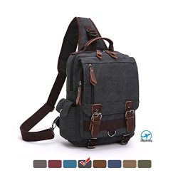 MEWAY Canvas Cross Body Messenger Bag Shoulder Sling Backpack Travel Rucksack Black