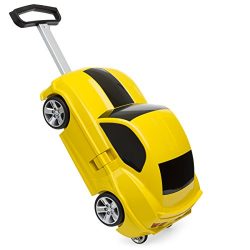 Best Choice Products Kids Chevy Camaro Travel Carrying Case Luggage Bag (Yellow)