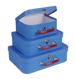 SLPR Paperboard Suitcases (Set of 3, Blue) | Boxes for Birthday Parties Wedding Decoration Displ ...