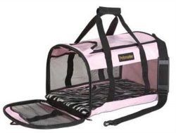 Petmate Soft-Sided Kennel Cab Pet Carrier,Pink/Zebra,Up to 20lbs