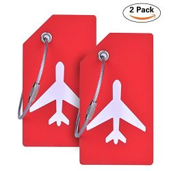 2Pack Silicone Luggage Tag With Name ID Card Perfect to Quickly Spot Luggage Suitcase By CPACC R ...