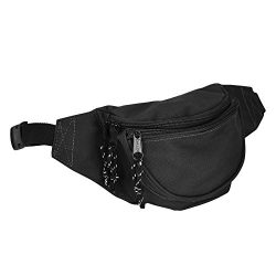 DALIX Nylon Fanny Pack with Three Pockets in Black