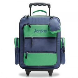 Navy and Green Personalized Kids Rolling Luggage by Lillian Vernon