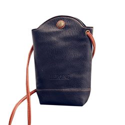 GBSELL Women Vintage Leather Purse Cross Body Shoulder Messenger Bag (New Black)