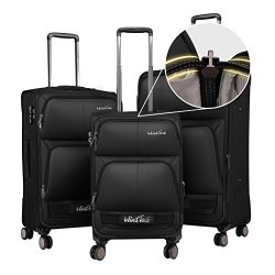 Windtook 3 Piece Luggage Sets Expandable Spinner Suitcase Bag for Travel and Business-8050 (Blac ...