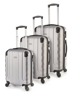 TravelCross Chicago Luggage 3 Piece Lightweight Spinner Set – Silver