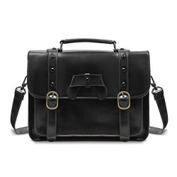 ECOSUSI Vintage Crossbody Messenger Bag Satchel Purse Handbag Briefcase for Women & Girl, Black