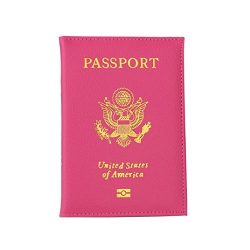 Tiean New Passport Holder Protector Wallet Business Card Soft Passport Cover (Hot Pink)