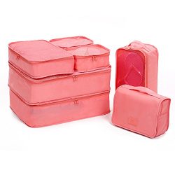 HiDay 7 Set Travel Organizer Bag System, 5 Packing Cubes + 1 Toiletry Organizer bag + 1 Shoes ba ...