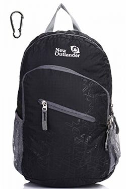 Outlander Packable Handy Lightweight Travel Hiking Backpack Daypack, Black