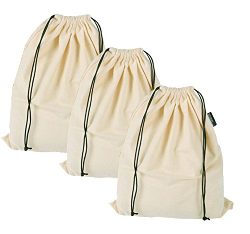 Misslo Set of 3 Cotton Breathable Dust-proof Drawstring Storage Pouch Bag