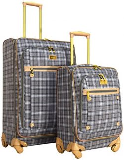 Nicole Miller Taylor 2-Piece Luggage Set: 28″ and 20″ Expandable Spinners (Gray)