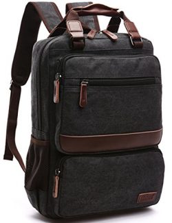 Canvas Backpack, Aidonger Canvas School Backpack Hiking Travel Rucksack Fits 14” Laptop (B ...