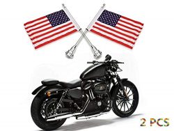 E-most 2 Pieces Motorcycle 6 x 9 American Flag + Flagpole Mount Kit Luggage Rack Durable Adjusta ...