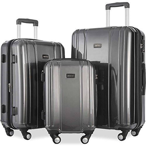 Merax Luggage 3 Piece Sets ABS+PC Expandable Luggage Set with TSA Lock (DarkGrey)