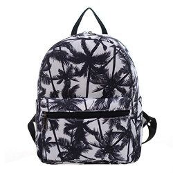 Urmiss Small Flowers Floral Leaf Graffiti Printed Canvas Casual Backpack Travel Shoulder Bag Stu ...