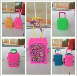 5pcs Toys Travel Train Suitcase Luggage Case Doll Dress Storage Case Toys For Barbie Doll House