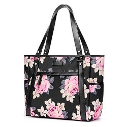 Womens Laptop Bag, BRINCH Stylish Nylon Zip Peony Laptop Tote Purse Shopping Bag Carry Travel Bu ...