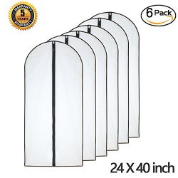 Moth Proof Garment Bags 24” x 40” ( Pack of 6 ) Black Side Breathable Clear Full Zip ...