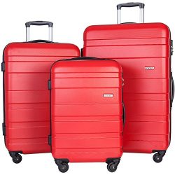 Merax Aphro 3 Piece Luggage Set Lightweight ABS Spinner Suitcase (Watermelon Red)