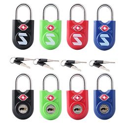 TSA Compatible Travel Luggage Locks, Alloy body with Steel Shackle, Keyed Lock (ALL COLOUR 8 PACK)