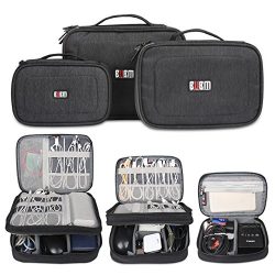 BUBM 3Pcs/Set Computer Cable Electronic Organizer Travel Packing Gadgets Bag Pouch for Cables,Ex ...