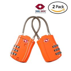 2 Pack TSA Approved Travel Locks-Set Up Combination-Cable Luggage Locks Ideal for Travel GYM Bac ...