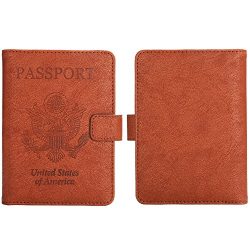 Vivefox Travel Passport Wallet, RFID Leather Passport Holder Cover Id Card Case Travel Document  ...